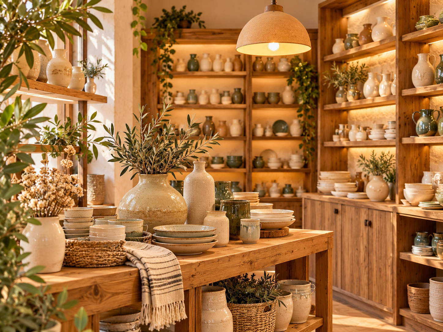 Interior conceptual de una tienda de cerámica